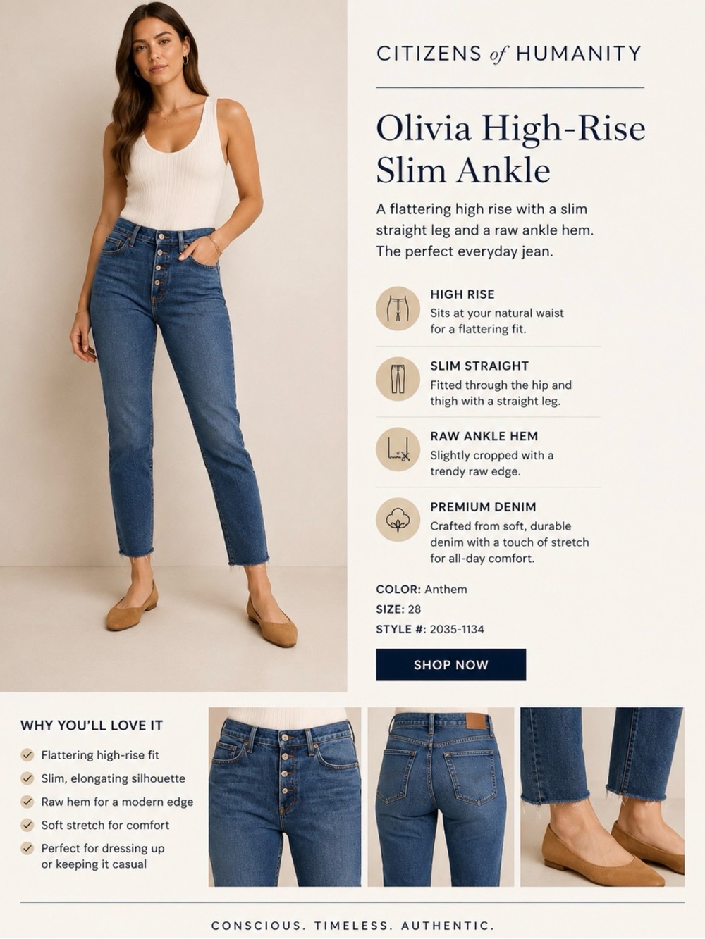 Citizens Of Humanity Olivia high-rise slim ankle size 28